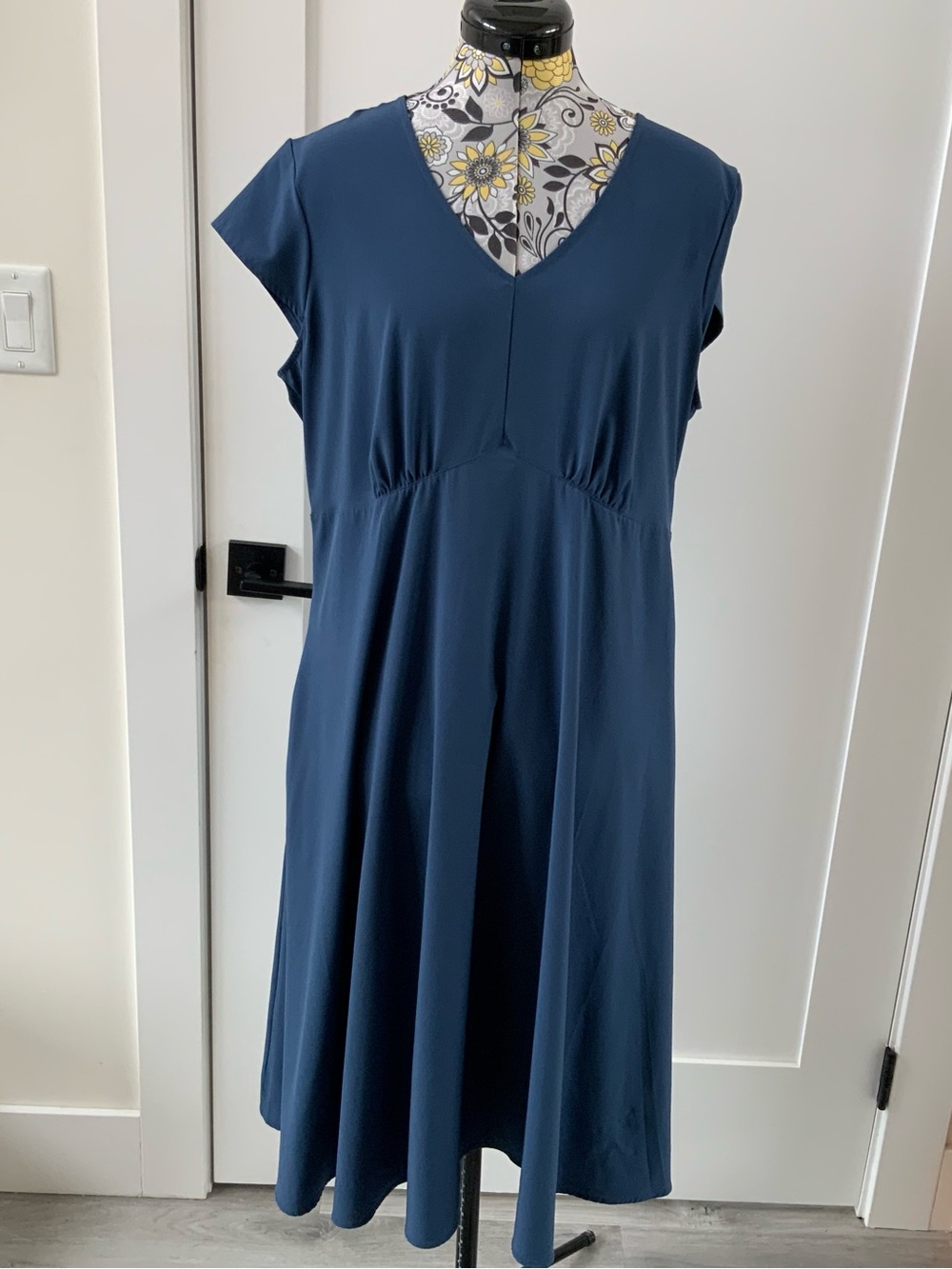 Exofficio Navy V-Neck Midi Dress